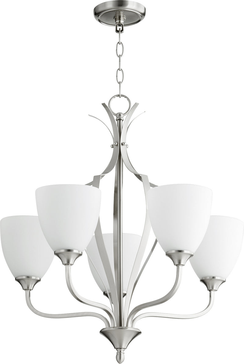 Quorum 6127-5-65 Five Light Chandelier, Satin Nickel