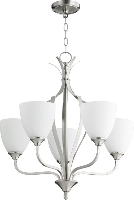 Quorum 6127-5-65 Five Light Chandelier, Satin Nickel