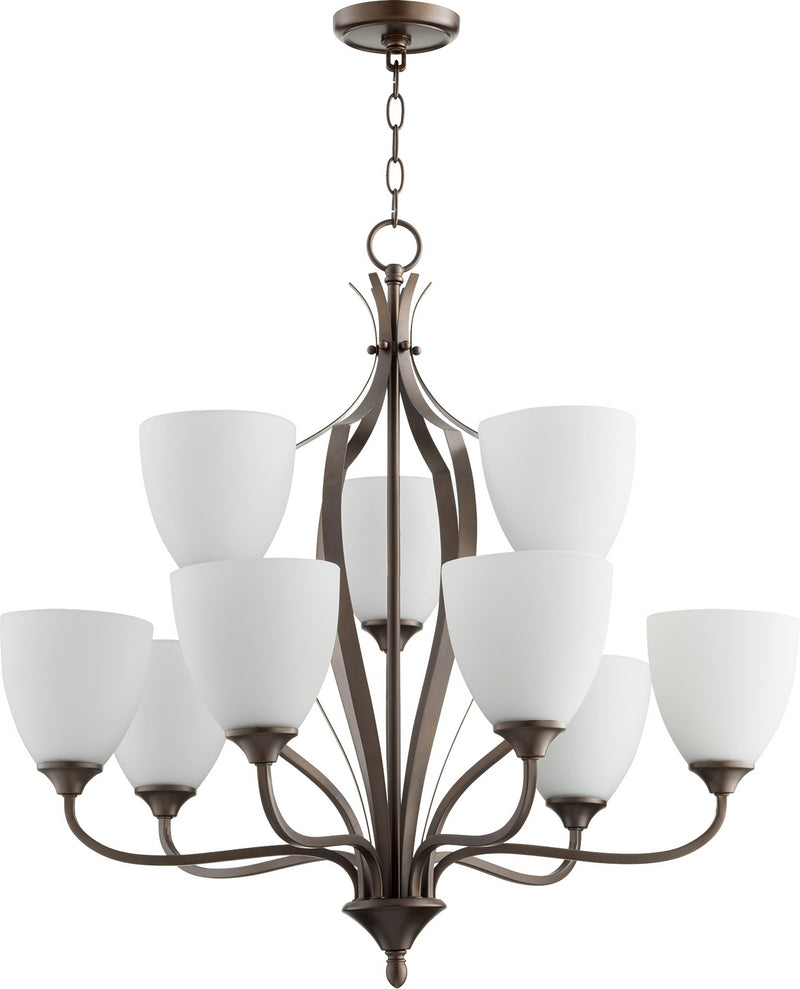 Quorum 6127-9-86 Nine Light Chandelier, Oiled Bronze