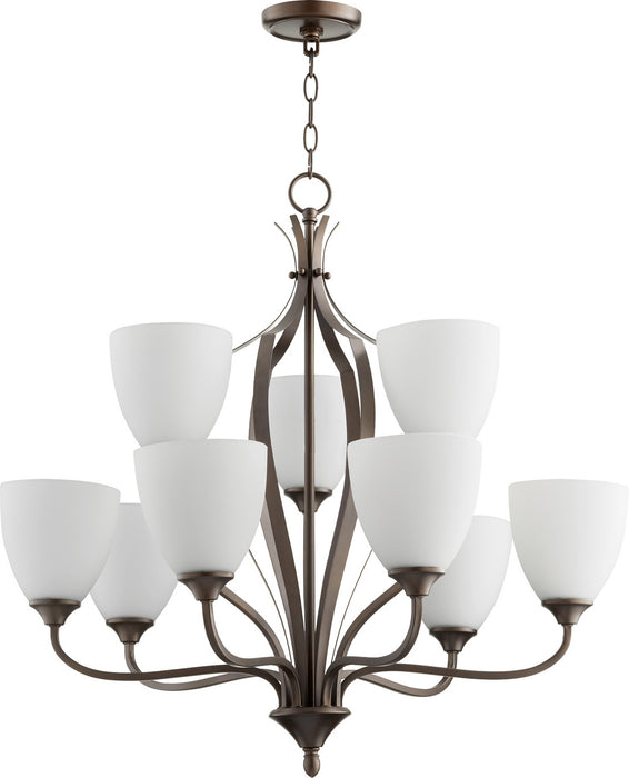 Quorum 6127-9-86 Nine Light Chandelier, Oiled Bronze