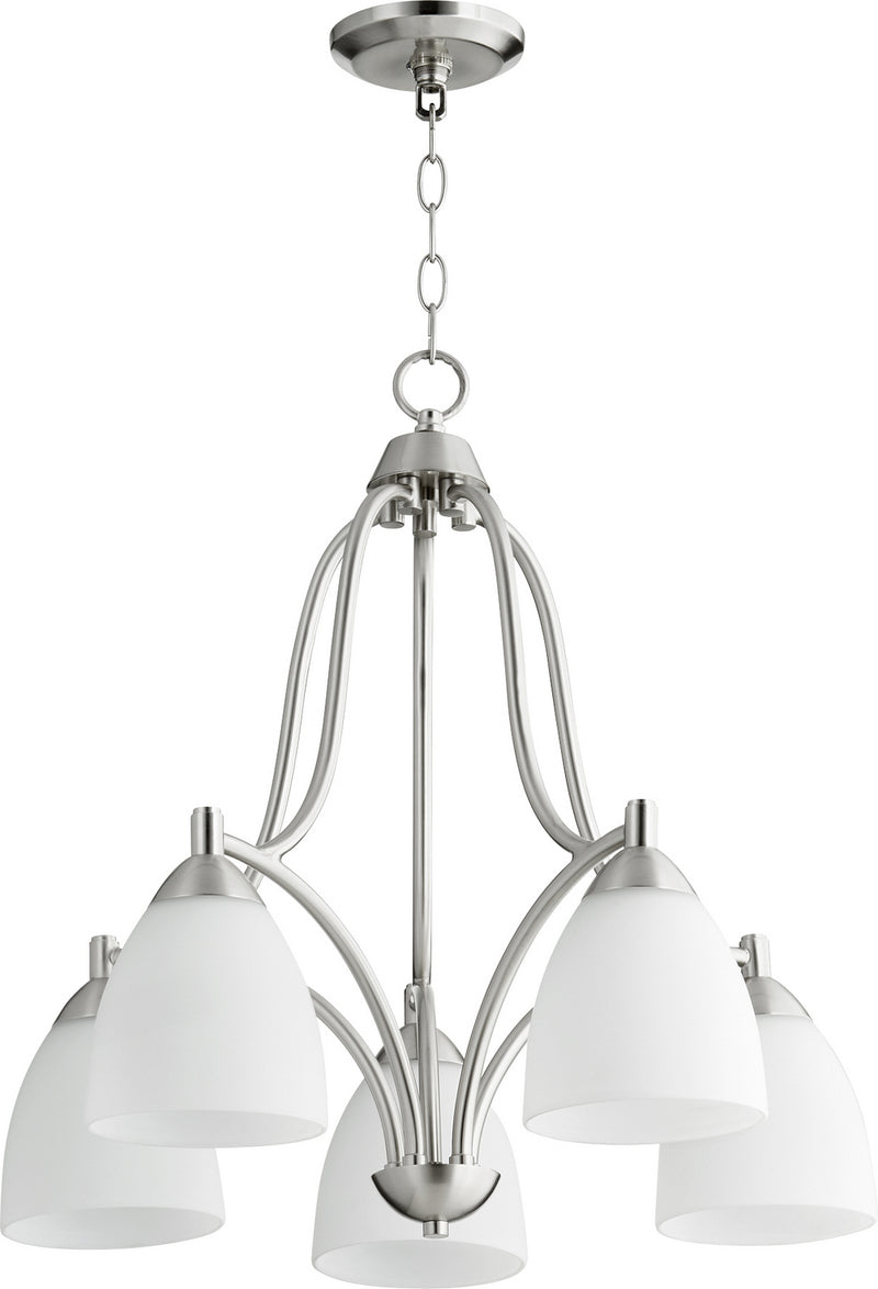 Quorum 6369-5-65 Five Light Chandelier, Satin Nickel