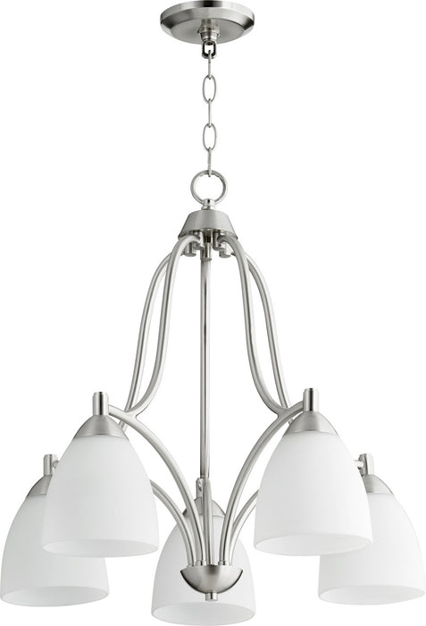 Quorum 6369-5-65 Five Light Chandelier, Satin Nickel