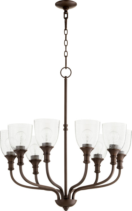 Quorum 6811-8-186 Eight Light Chandelier, Oiled Bronze w/ Clear/Seeded