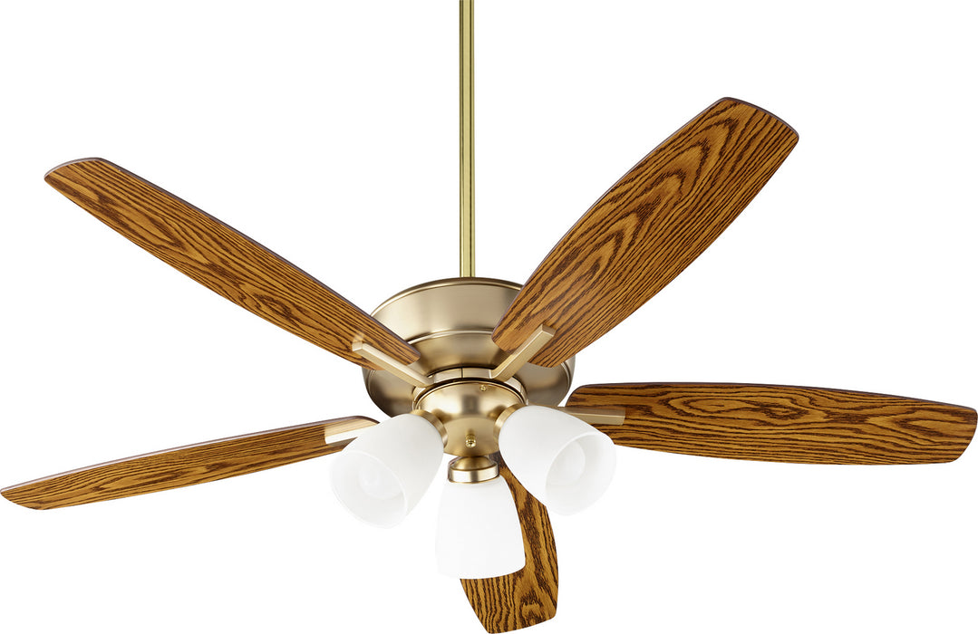 Quorum 70525-380 52" Ceiling Fan, Aged Brass