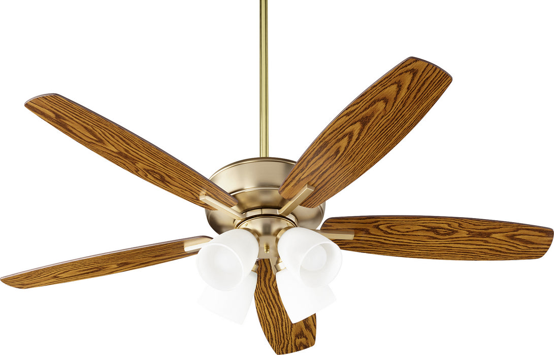 Quorum 70525-480 52" Ceiling Fan, Aged Brass