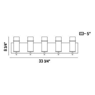 Eurofase 34136-010 Five Light Bathbar, Chrome