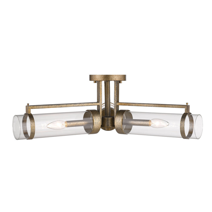 Millennium 1923-VG Three Light Semi-Flush Mount, Vintage Gold