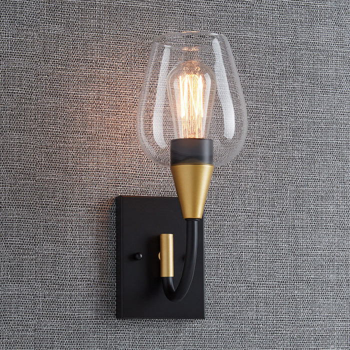 Millennium 3371-MB/BPW One Light Wall Sconce, Matte Black/Brushed Pewter