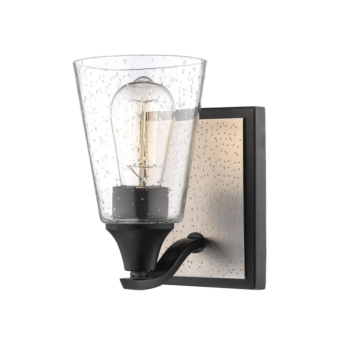 Millennium 3371-MB/BPW One Light Wall Sconce, Matte Black/Brushed Pewter