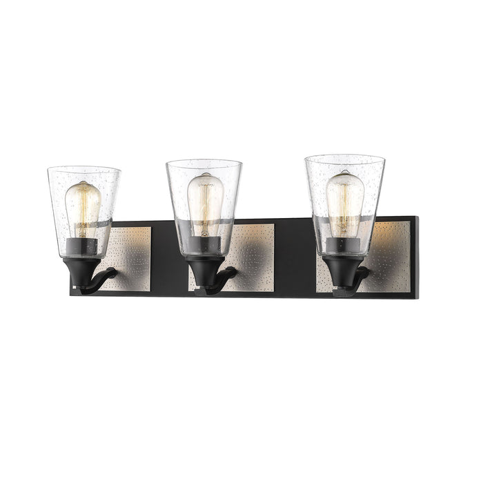 Millennium 3373-MB/BPW Three Light Vanity, Matte Black/Brushed Pewter