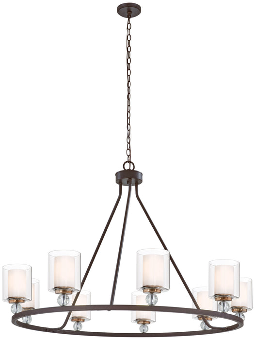Minka-Lavery 3087-416 Nine Light Chandelier, Painted Bronze W/Natural Brush