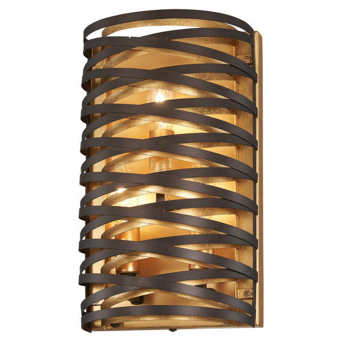 Minka-Lavery 3673-111 Three Light Wall Sconce, Dark Bronze W/Mosaic Gold Inte