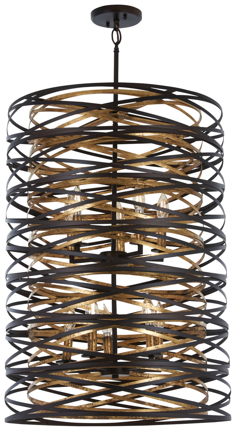 Minka-Lavery 3679-111 Ten Light Pendant, Dark Bronze W/Mosaic Gold Inte