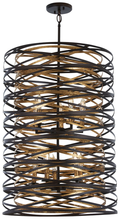 Minka-Lavery 3679-111 Ten Light Pendant, Dark Bronze W/Mosaic Gold Inte