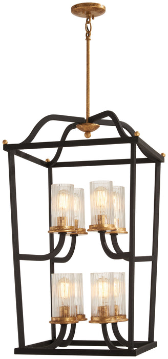 Minka-Lavery 4518-100 Eight Light Pendant, Sand Coal W/Gold Leaf