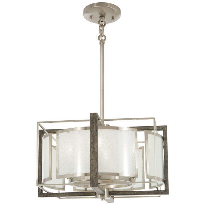 Minka-Lavery 4561-098 Four Light Pendant(Convertible To Semiflush), Brushed Nickel W/Shale Wood