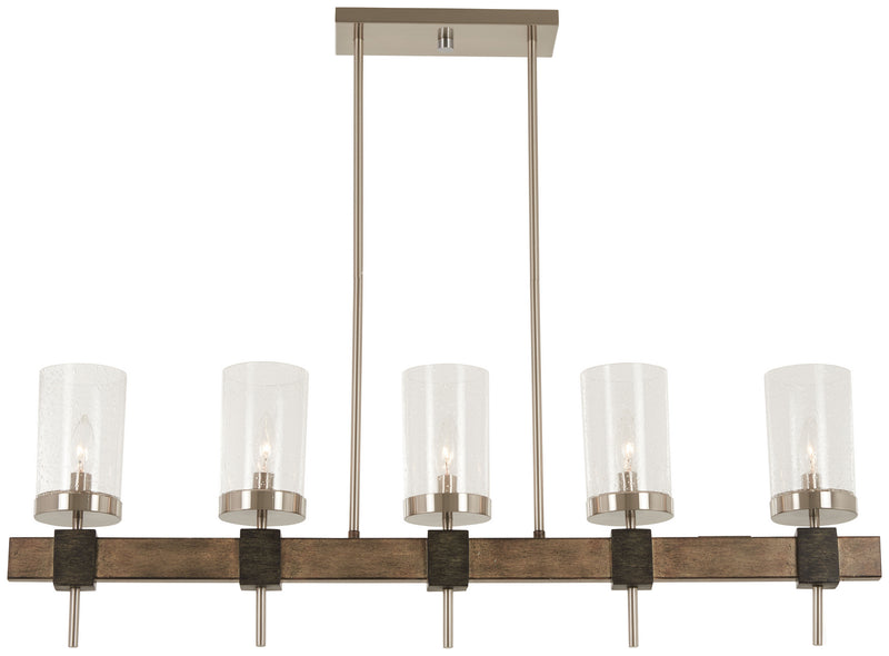 Minka-Lavery 4635-106 Five Light Island Pendant, Stone Grey W/Brushed Nickel