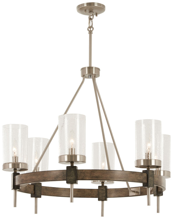 Minka-Lavery 4636-106 Six Light Chandelier, Stone Grey W/Brushed Nickel