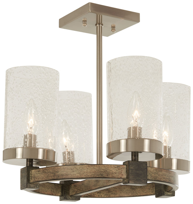 Minka-Lavery 4637-106 Four Light Semi Flush Mount, Stone Grey W/Brushed Nickel