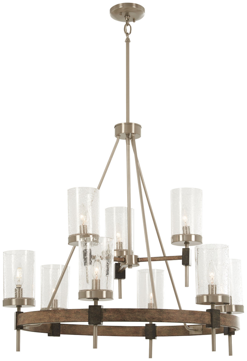 Minka-Lavery 4639-106 Nine Light Chandelier, Stone Grey W/Brushed Nickel