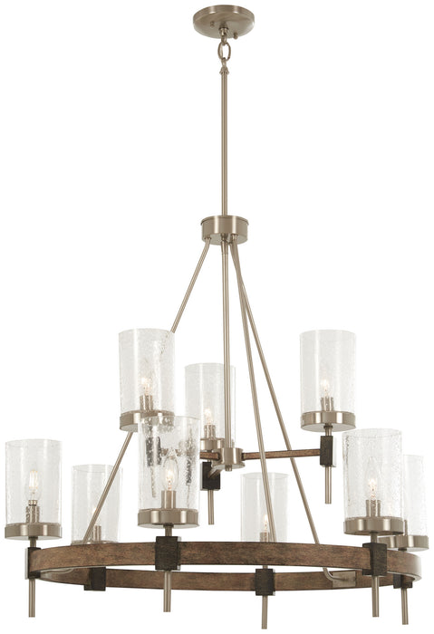 Minka-Lavery 4639-106 Nine Light Chandelier, Stone Grey W/Brushed Nickel