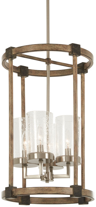 Minka-Lavery 4640-106 Four Light Foyer Pendant, Stone Grey W/Brushed Nickel