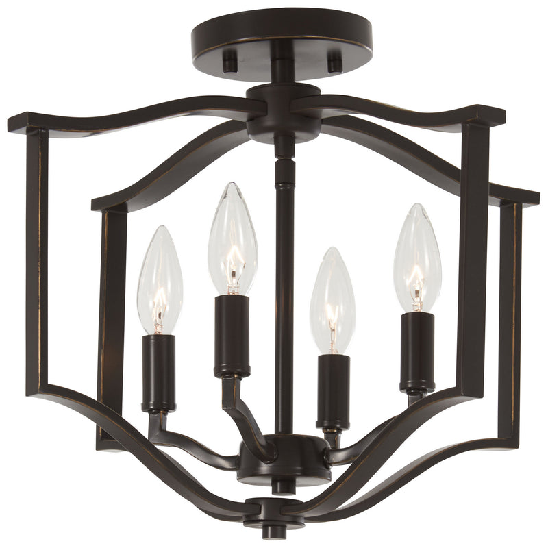 Minka-Lavery 4656-579 Four Light Semi Flush Mount, Downton Bronze With Gold Highl