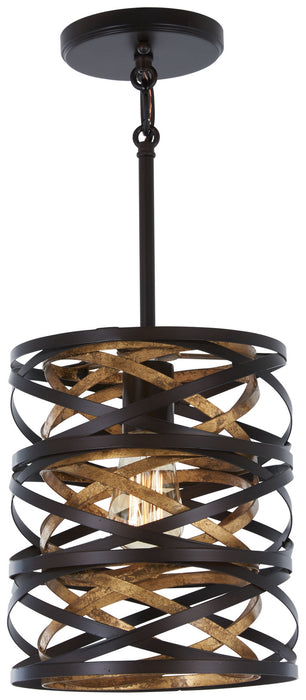 Minka-Lavery 4670-111 One Light Mini Pendant, Dark Bronze W/Mosaic Gold Inte