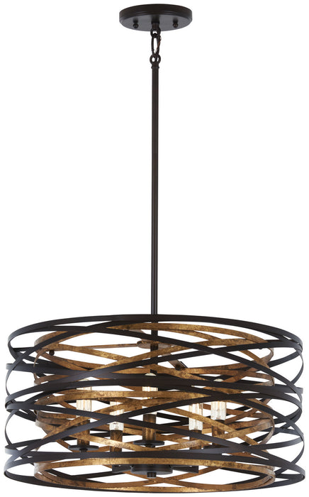 Minka-Lavery 4671-111 Five Light Semi Flush Mount, Dark Bronze W/Mosaic Gold Inte