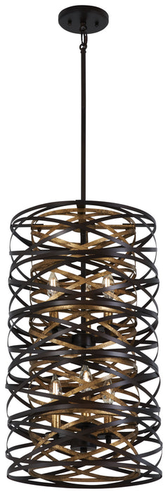 Minka-Lavery 4672-111 Six Light Pendant, Dark Bronze W/Mosaic Gold Inte