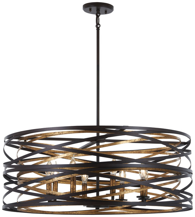 Minka-Lavery 4677-111 Eight Light Pendant, Dark Bronze W/Mosaic Gold Inte