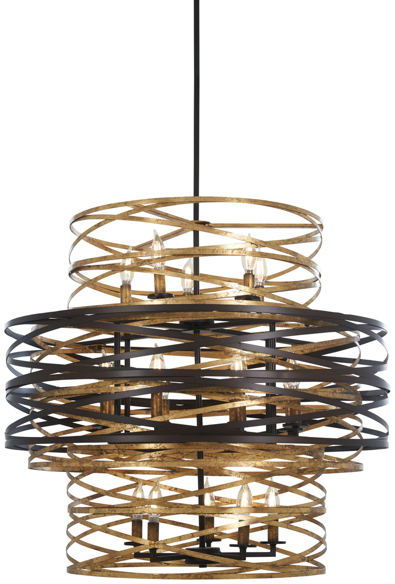 Minka-Lavery 4679-111 18 Light Chandelier, Dark Bronze W/Mosaic Gold Inte