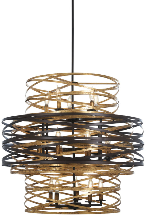 Minka-Lavery 4679-111 18 Light Chandelier, Dark Bronze W/Mosaic Gold Inte