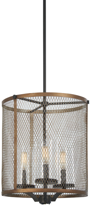 Minka-Lavery 4692-107 Three Light Pendant, Smoked Iron W/Aged Gold