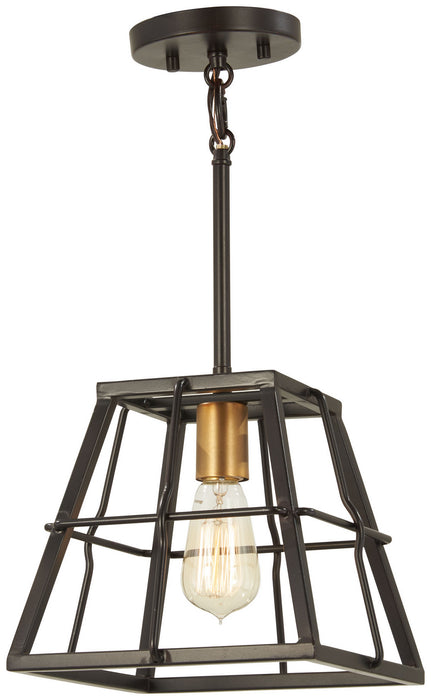 Minka-Lavery 4761-416 One Light Mini Pendant, Painted Bronze W/Natural Brush