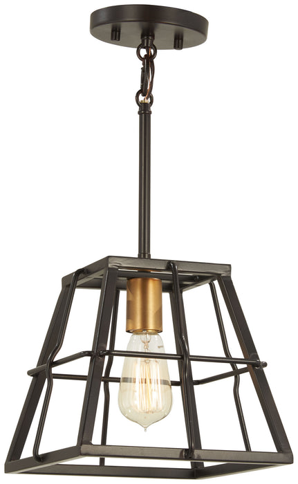 Minka-Lavery 4761-416 One Light Mini Pendant, Painted Bronze W/Natural Brush