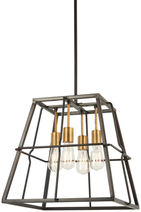 Minka-Lavery 4763-416 Four Light Pendant, Painted Bronze W/Natural Brush