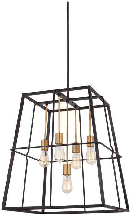 Minka-Lavery 4765-416 Five Light Pendant, Painted Bronze W/Natural Brush
