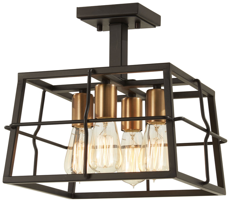 Minka-Lavery 4769-416 Four Light Semi Flush Mount, Painted Bronze W/Natural Brush