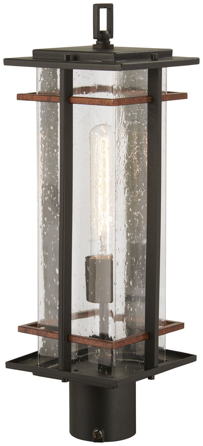 Minka-Lavery 72496-68 One Light Outdoor Post Mount, Coal W/Antique Copper Accents