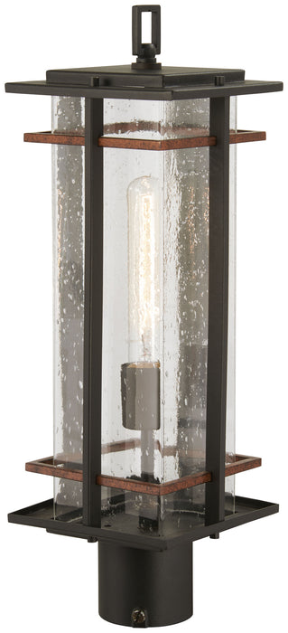 Minka-Lavery 72496-68 One Light Outdoor Post Mount, Coal W/Antique Copper Accents