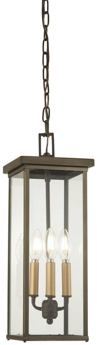 Minka-Lavery 72584-143C Four Light Chain Hung Lantern, Oil Rubbed Bronze W/ Gold High