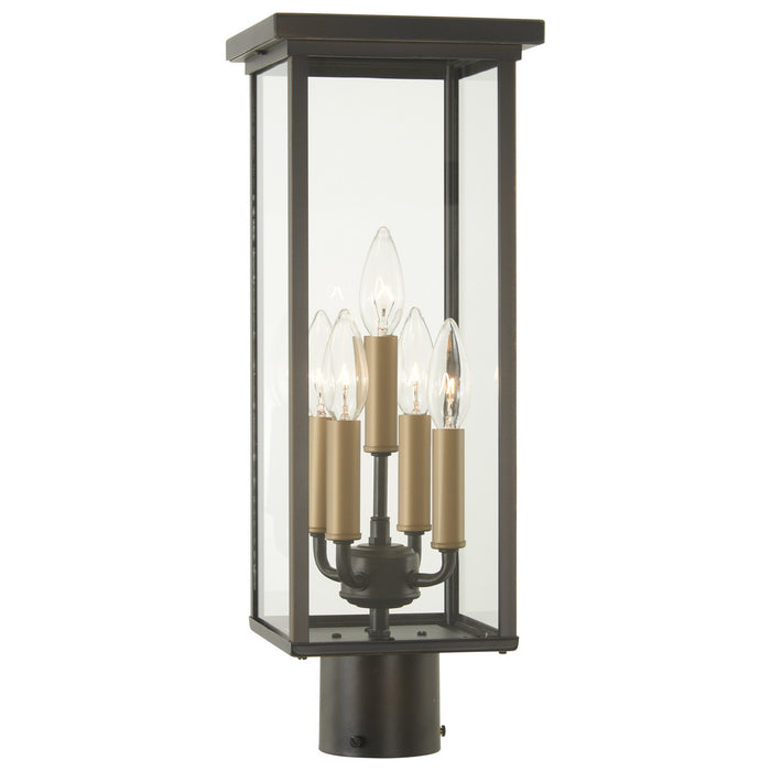 Minka-Lavery 72585-143C Five Light Post Mount, Oil Rubbed Bronze W/ Gold High