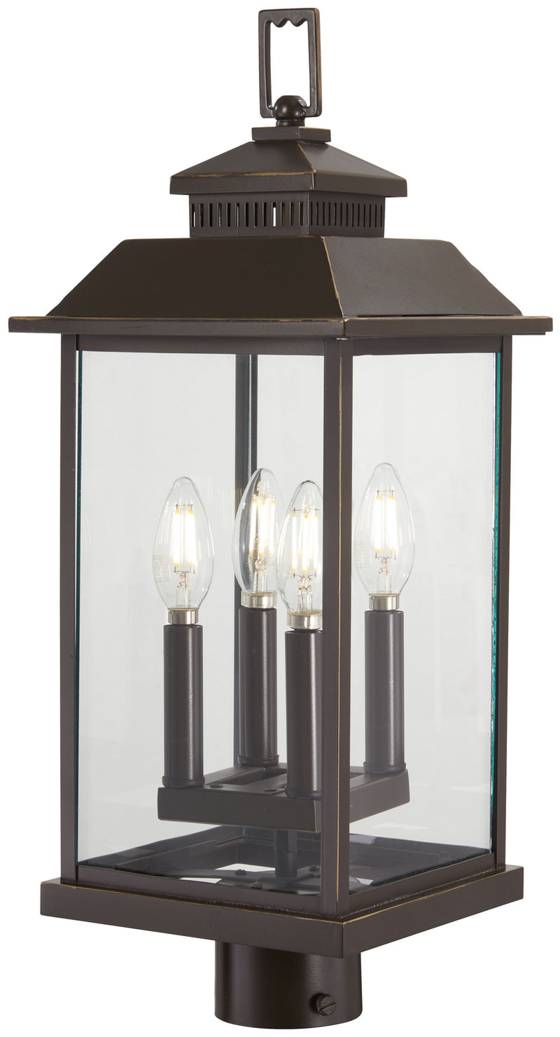 Minka-Lavery 72596-143C Four Light Post Mount, Oil Rubbed Bronze W/ Gold High
