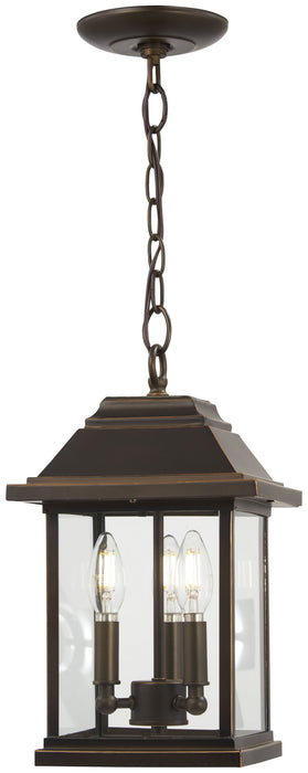 Minka-Lavery 72634-143C Three Light Chain Hung Lantern, Oil Rubbed Bronze W/ Gold High