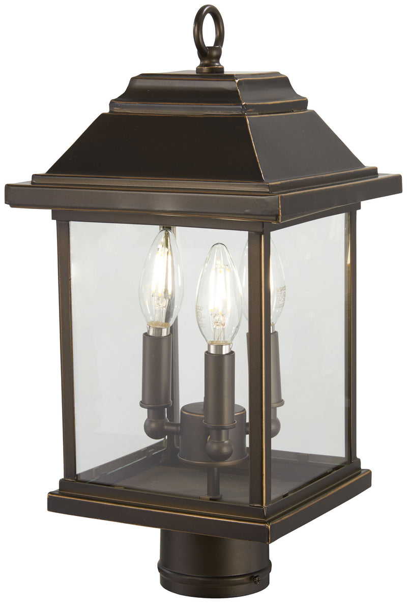 Minka-Lavery 72636-143C Three Light Outdoor Post Mount, Oil Rubbed Bronze W/ Gold High
