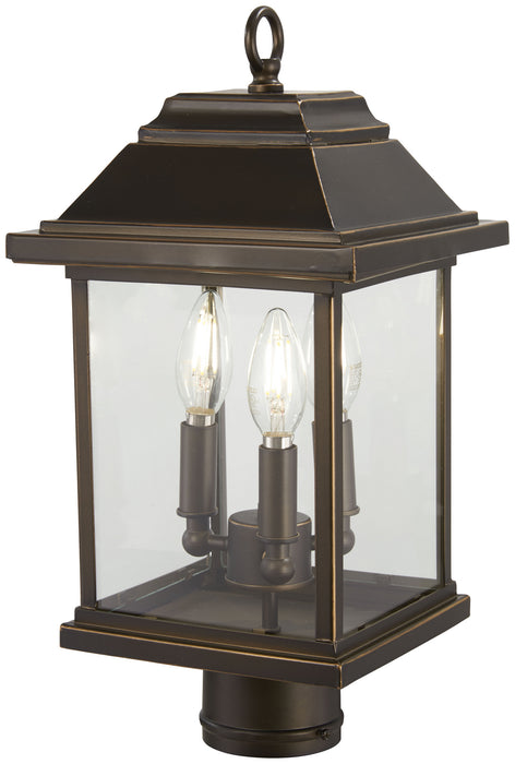 Minka-Lavery 72636-143C Three Light Outdoor Post Mount, Oil Rubbed Bronze W/ Gold High