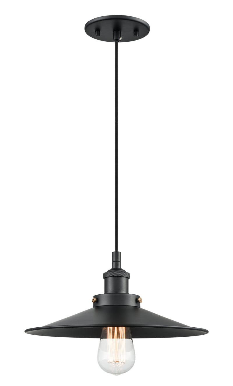 Matteo Lighting C46112BKBK One Light Pendant, Black