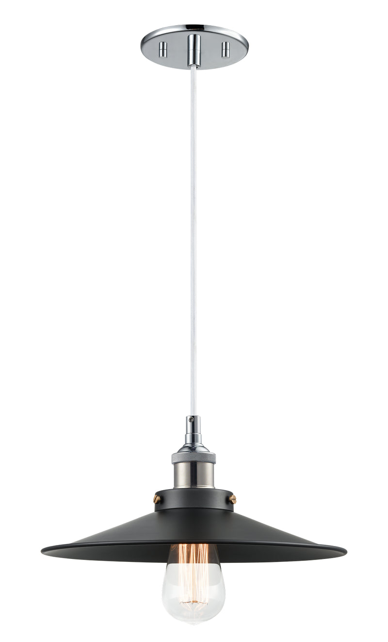 Matteo Lighting C46112CHBK One Light Pendant, Chrome