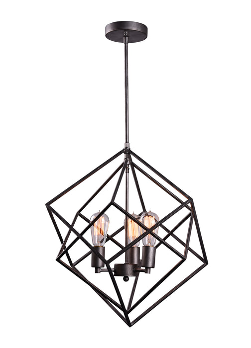 Matteo Lighting C54623RB Three Light Pendant, Rusty Black